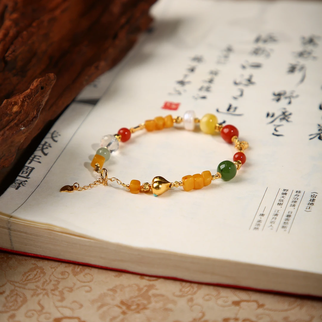 天然蜜蜡多宝手串简约单圈—多样性发其一【JJ630】