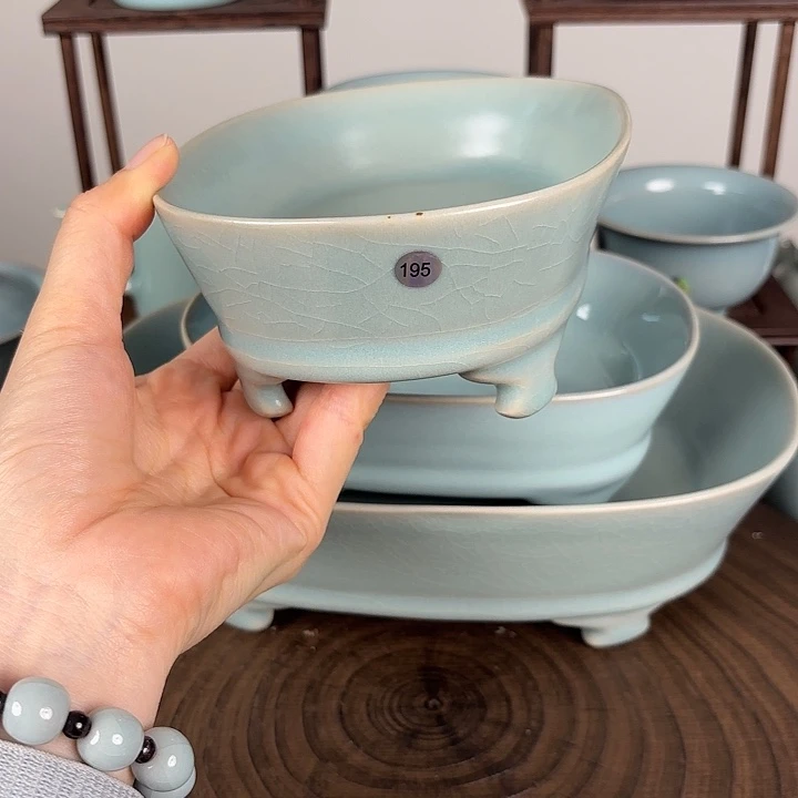 摆件编号195仿古釉小号水仙盆二级品