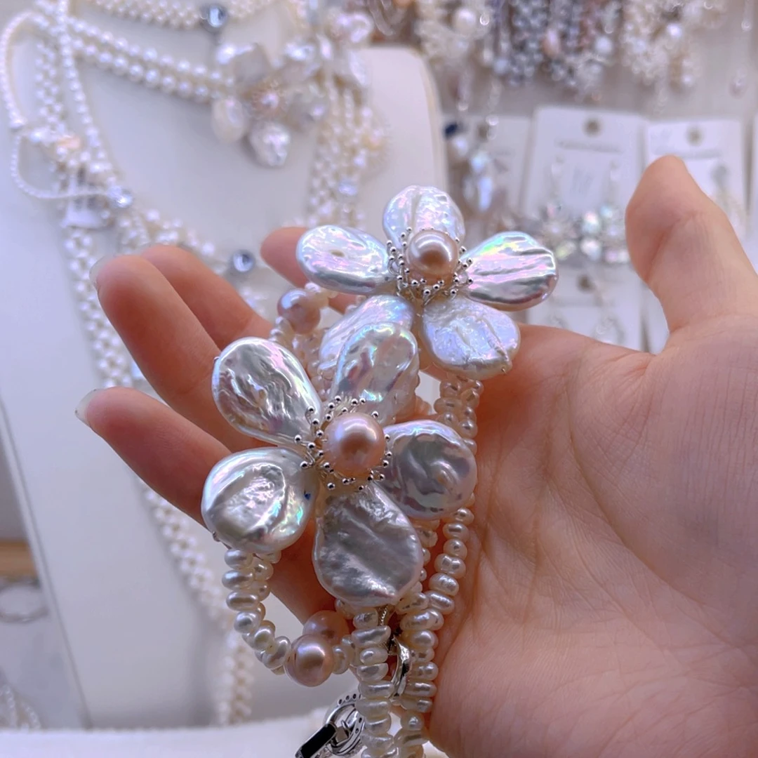 未镶嵌耳饰淡水珍珠项链