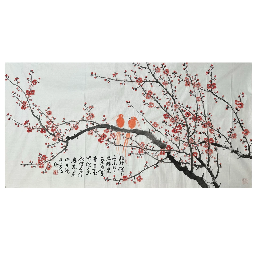 H-R-WBL-669 霍春阳 花鸟 136cm×68cm 软片