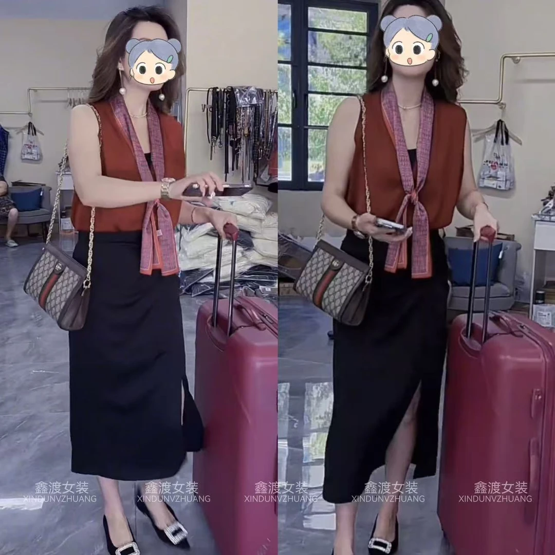 2025夏季新款时尚显瘦气质女士网红洋气两件套百搭款D21262