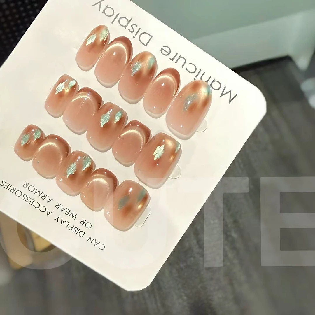 【焦糖可可】秋冬美拉德色系丝绒蝴蝶结纯手工穿戴甲美甲贴片10片装