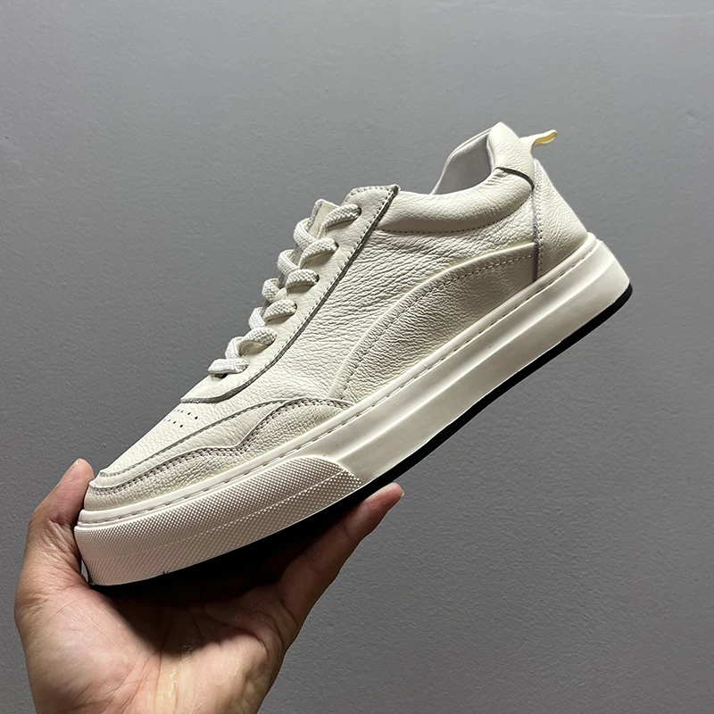 小白鞋男款真皮板鞋男士休闲皮鞋2024新款夏季男鞋潮鞋软皮透气