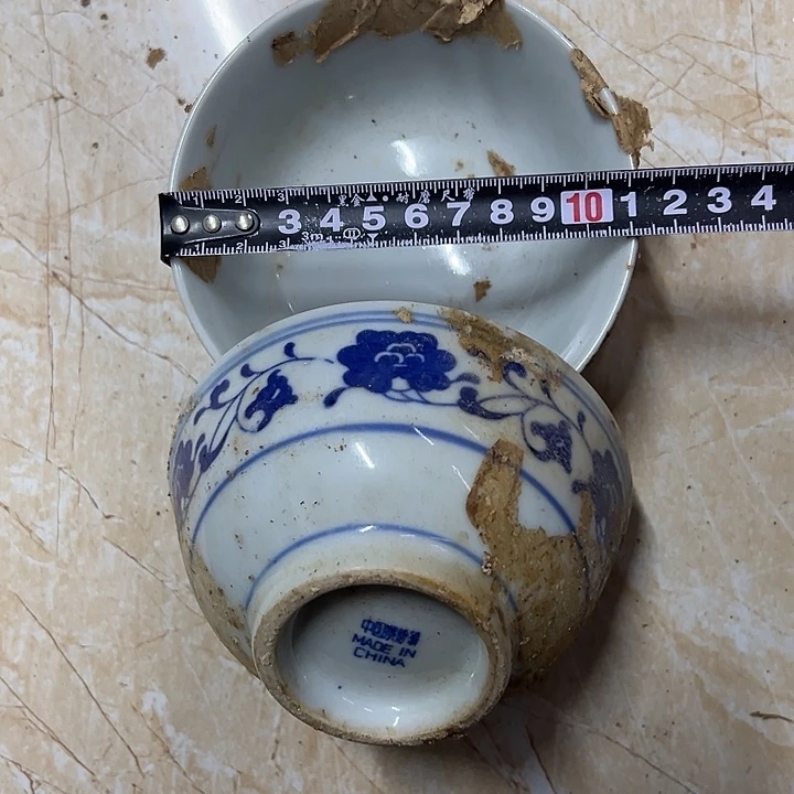 陶摆件2个11.5厘米芙蓉花碗