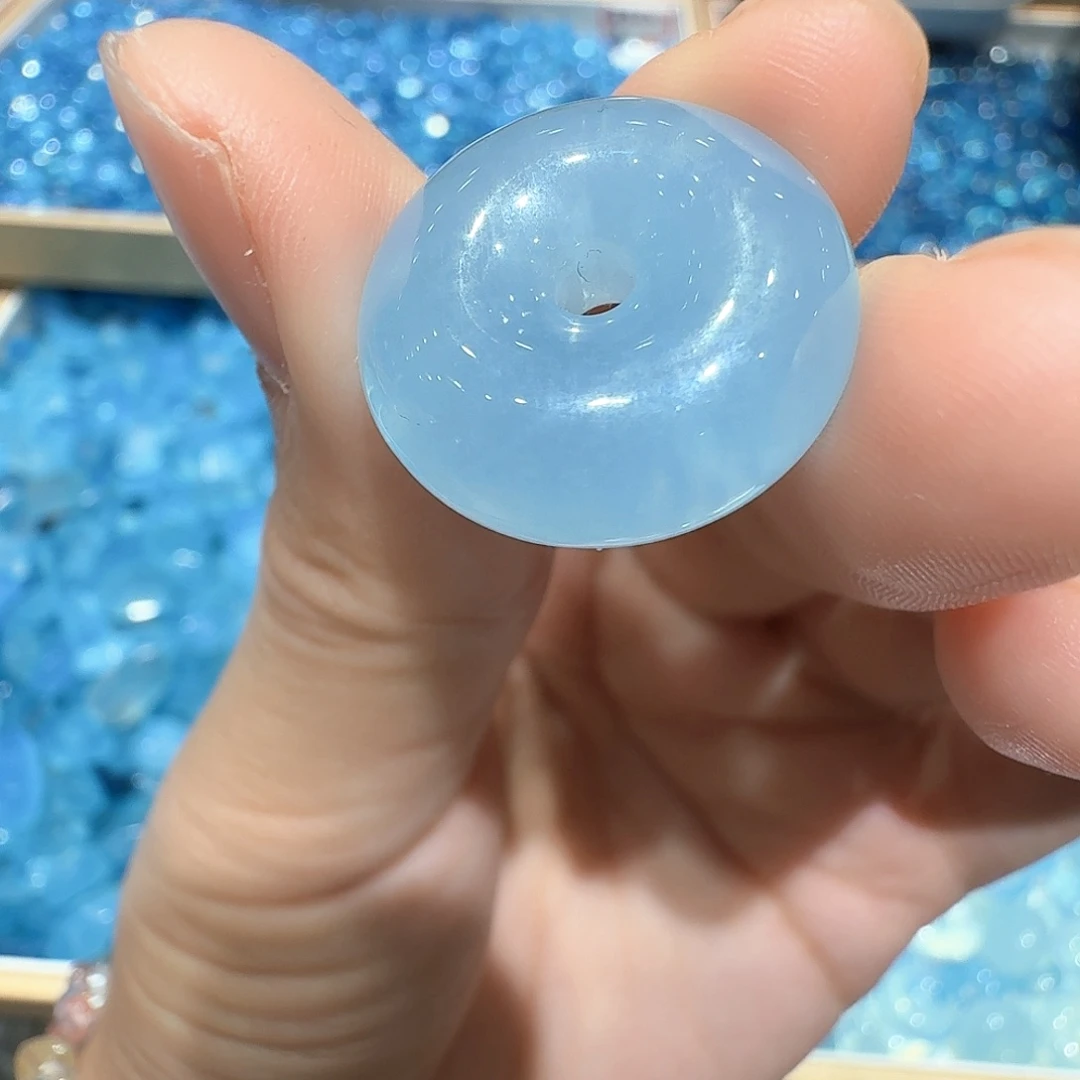 水晶手链未镶嵌海蓝宝平安扣