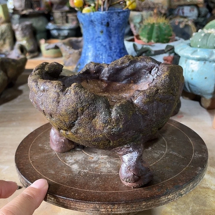 福利手工粗陶透气高温花盆