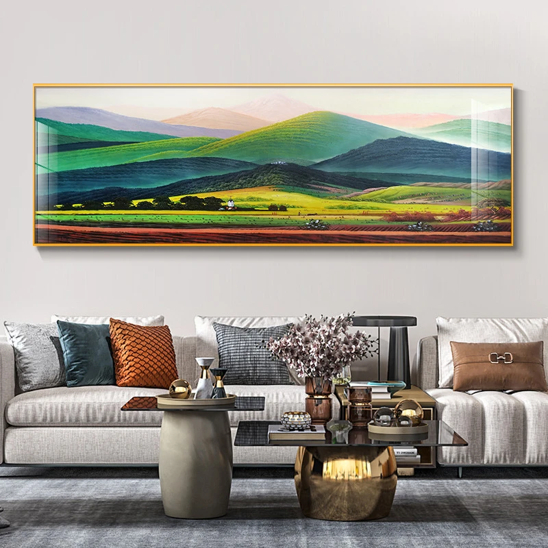 客厅装饰画一整幅画客厅挂画巨人山沙发背景墙装饰轻奢风景画