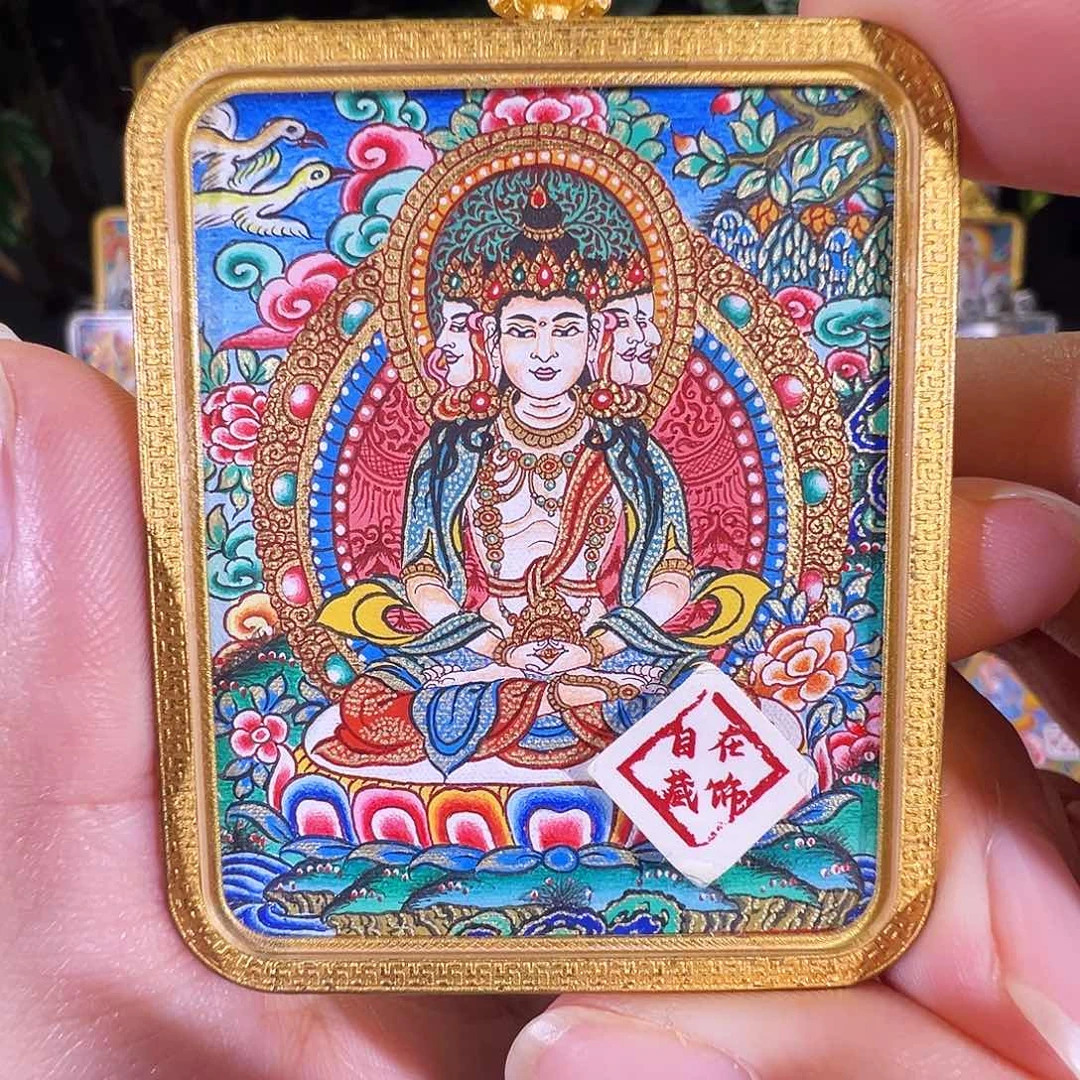 吊坠大日热贡纯手绘唐卡
