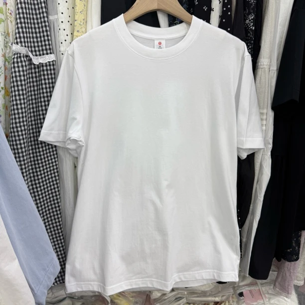 220克100%棉 重磅圆领短袖t恤男女宽松潮牌纯色打底衫体恤