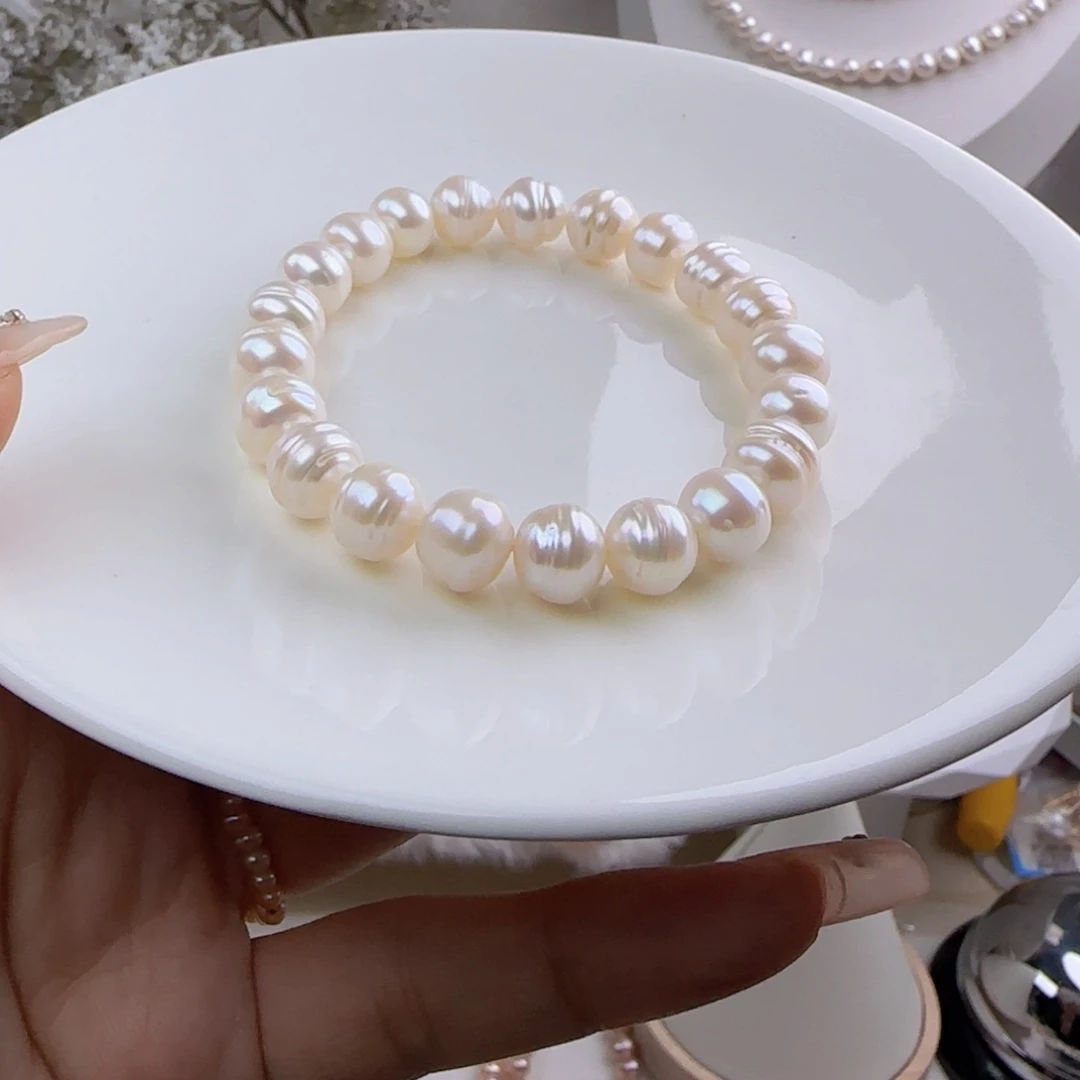 淡水珍珠未镶嵌手绳9-10mm螺纹