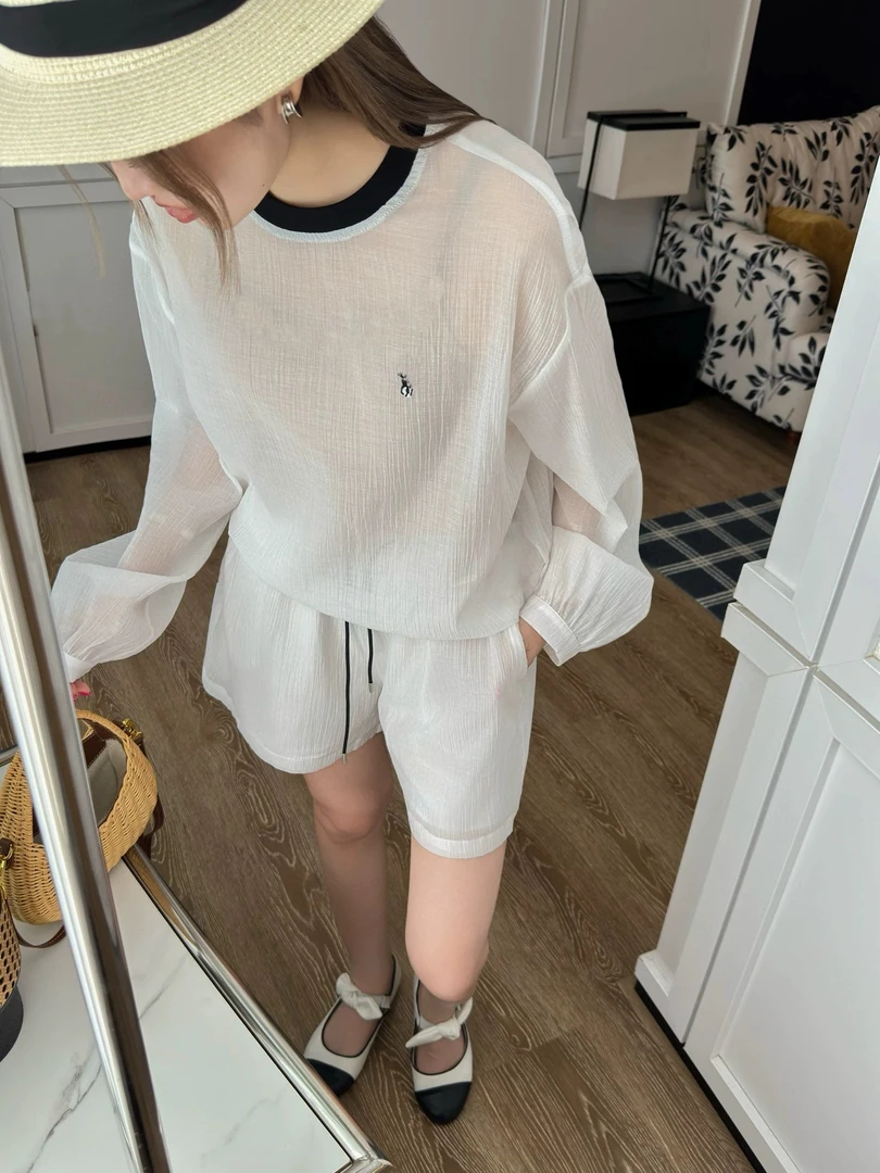 （美洋套装）早秋2025高货韩版百搭长袖防晒上衣短件套装女减龄3222