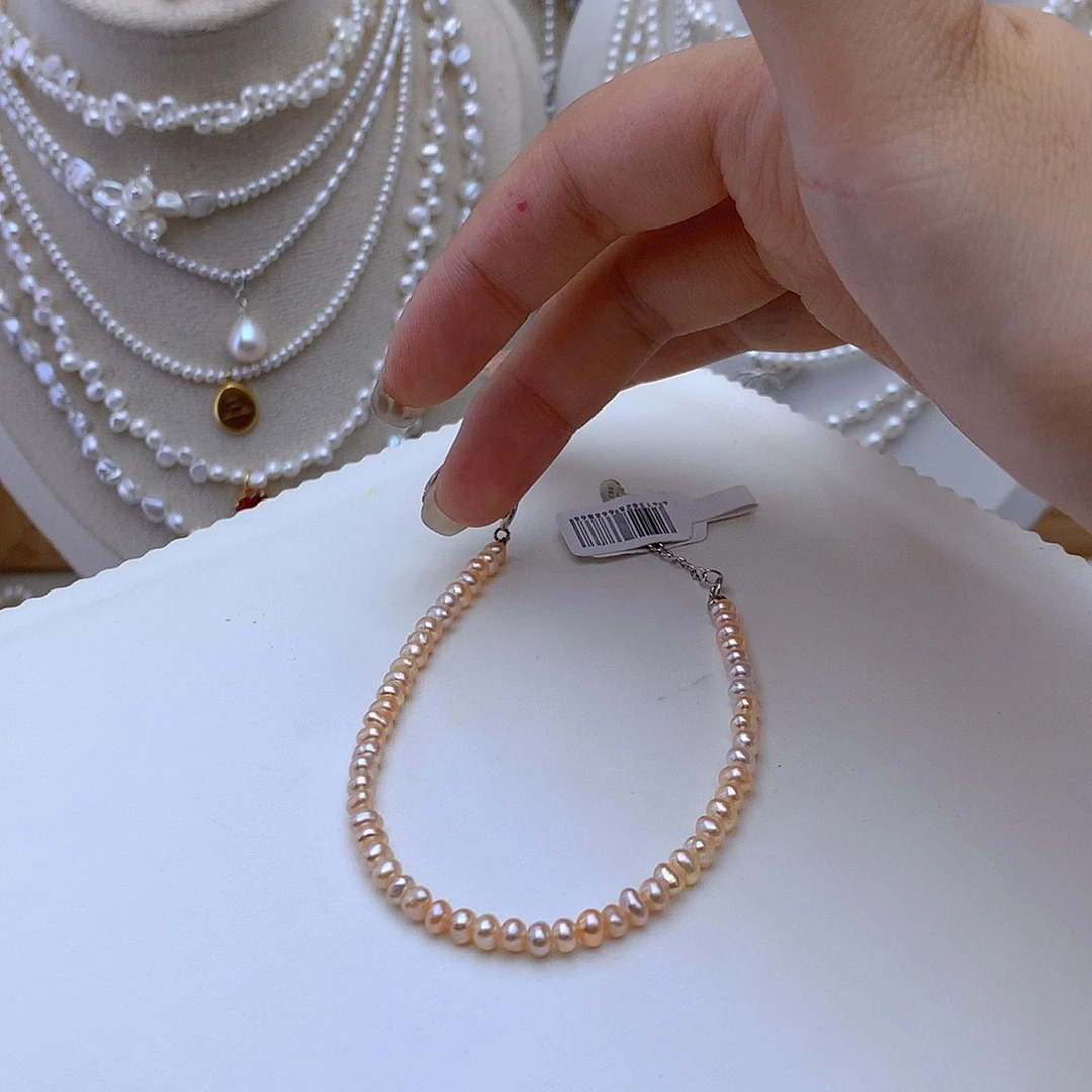 银S925镶嵌手绳淡水珍珠