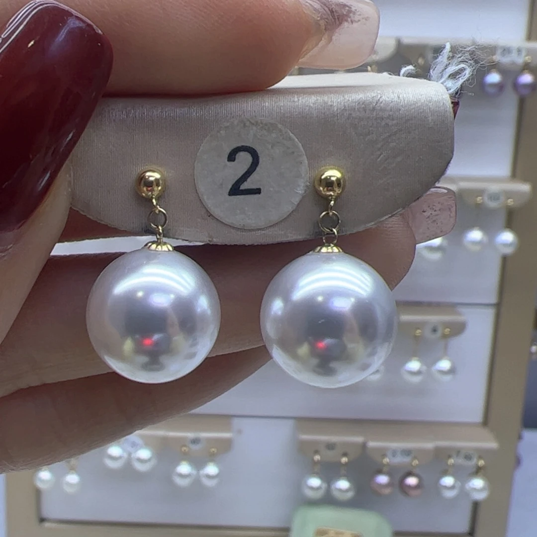 淡水珍珠耳饰18K金镶嵌