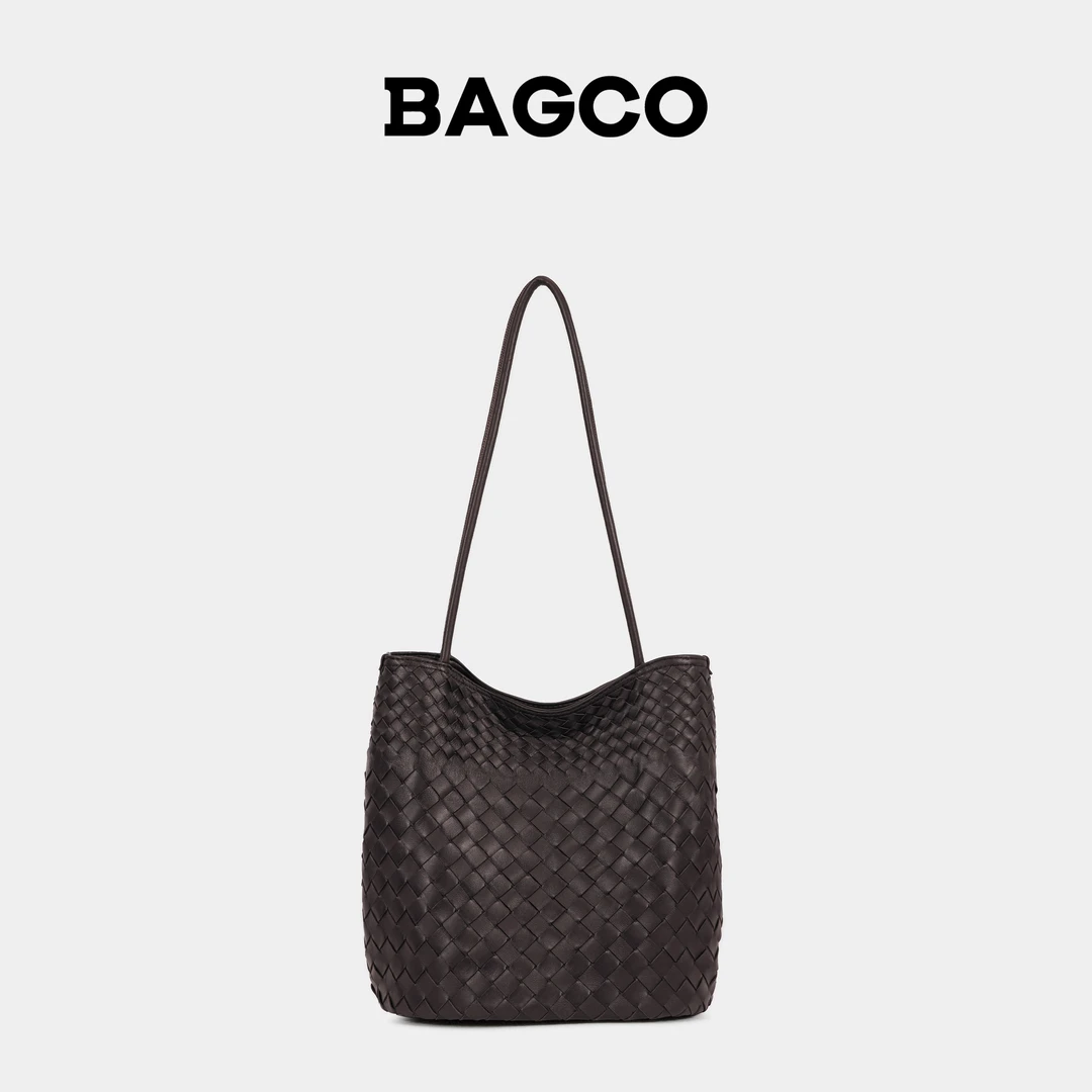 BAGCO“编织水桶包”头层羊皮手工编织单肩包
