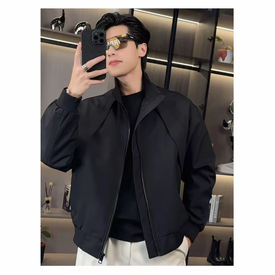 【百象服饰】秋季休闲立领三防夹克纯色户外工装飞行夹克百搭外套