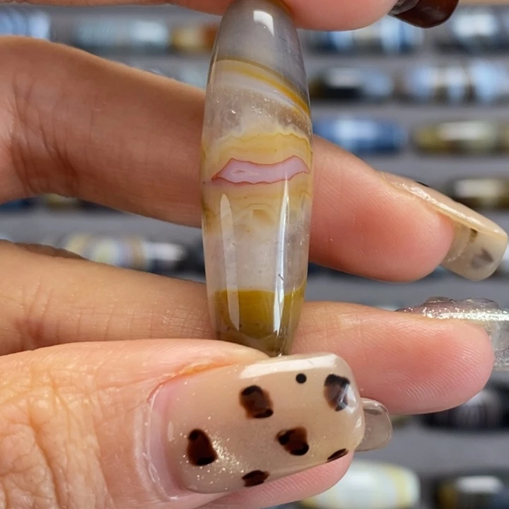 玛瑙/玉髓合金藏风蓝沁海浪花