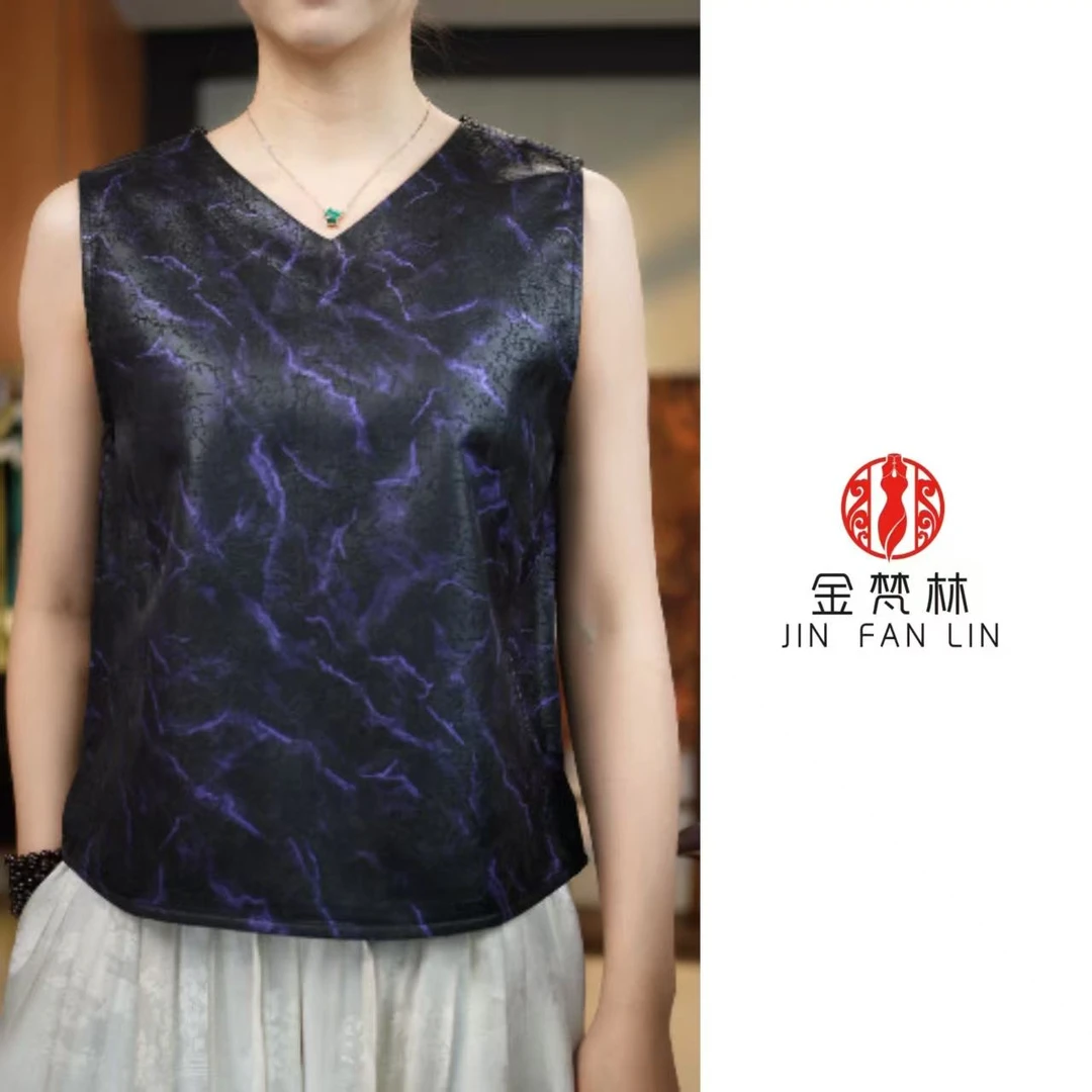 【枫林尽染】国风新中式新款双面穿龟纹V领无袖背心女款
