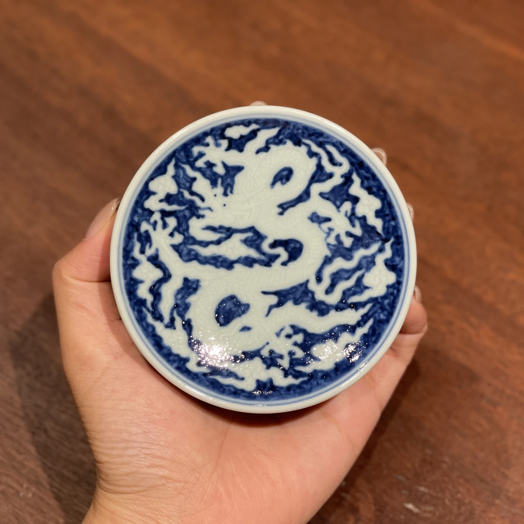 宣之堂 | 青花暗刻云龙纹盖置 直径9.4cm