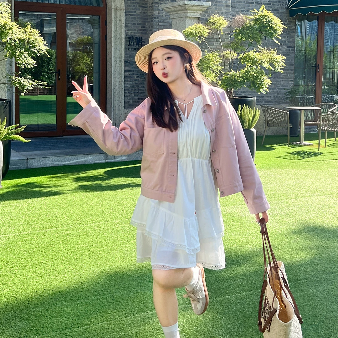 《橘红色的秋天》运补-6- 复古显瘦短款落肩原色牛仔外套 1801