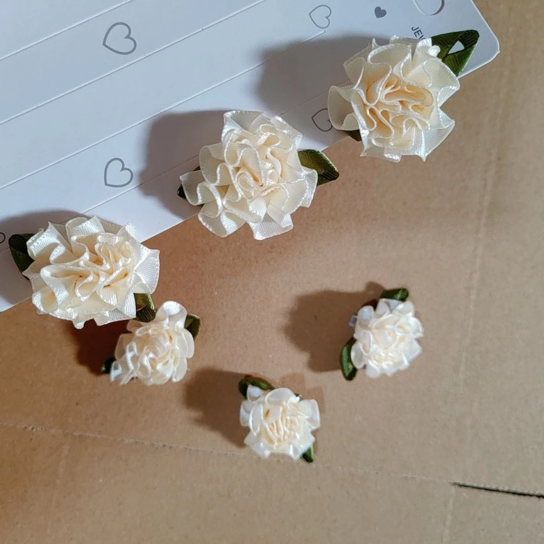 【甜酱】韩系清冷茉莉花国风手工手缝典雅复古迷你小花朵发夹碎发夹