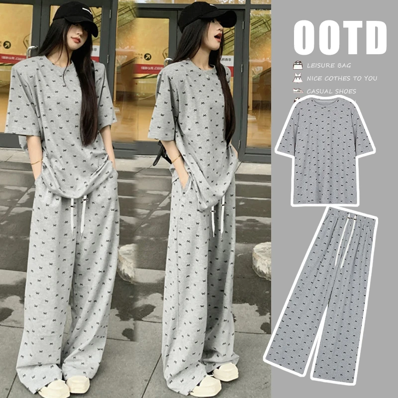 孕妇装夏装套装2025新款短袖休闲裤猪鼻扣两件套网红时尚薄款上衣