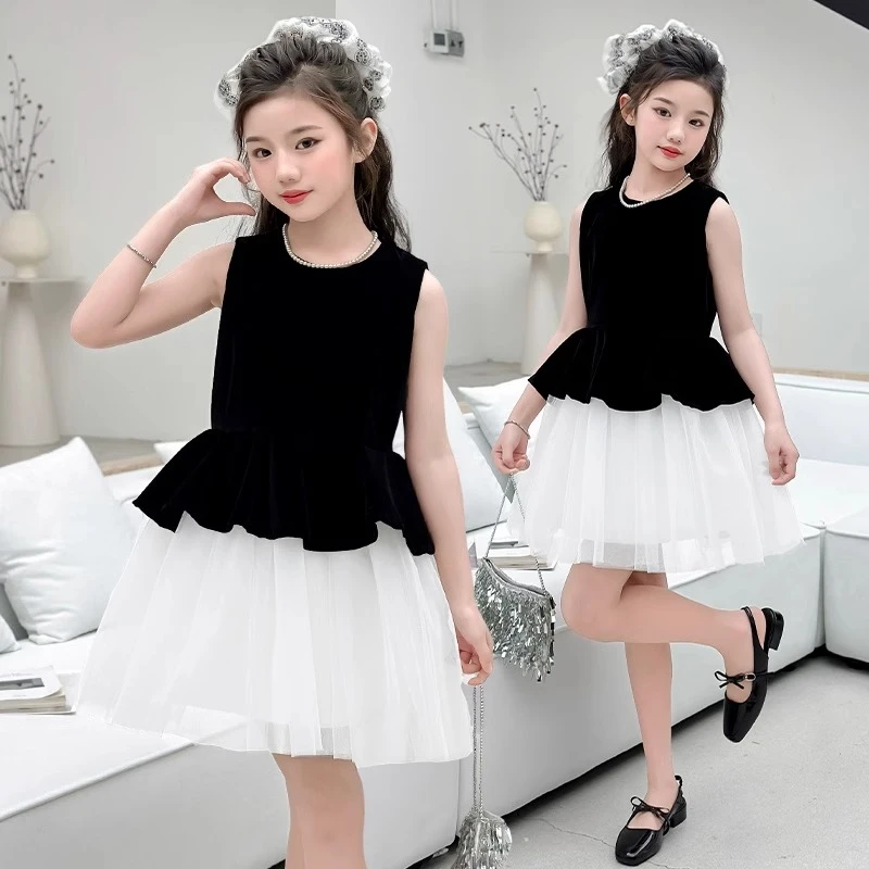 女童连衣裙夏季2025新款儿童夏装高级感背心裙女孩夏款网纱公主裙
