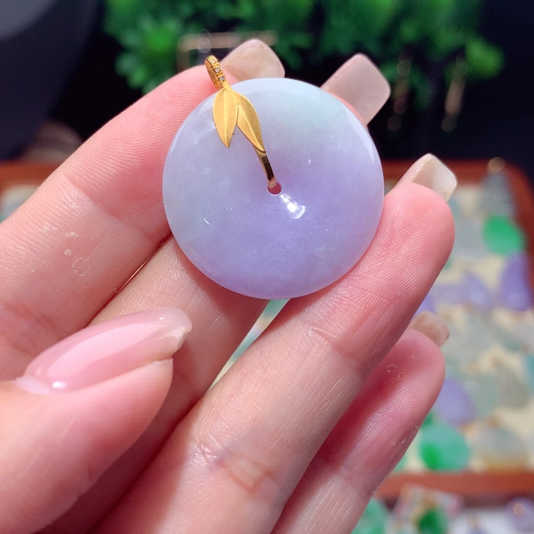 翡翠18K金镶嵌吊坠(不含链)