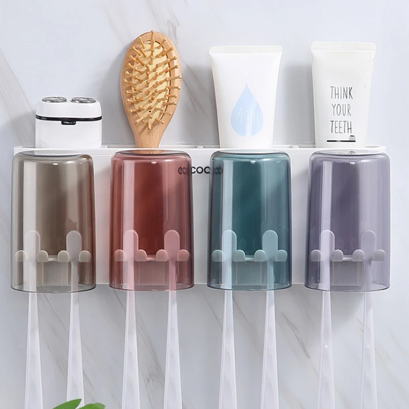 牙刷杯架壁挂式牙刷置物架免打孔漱口杯刷牙杯卫生间牙杯架家庭