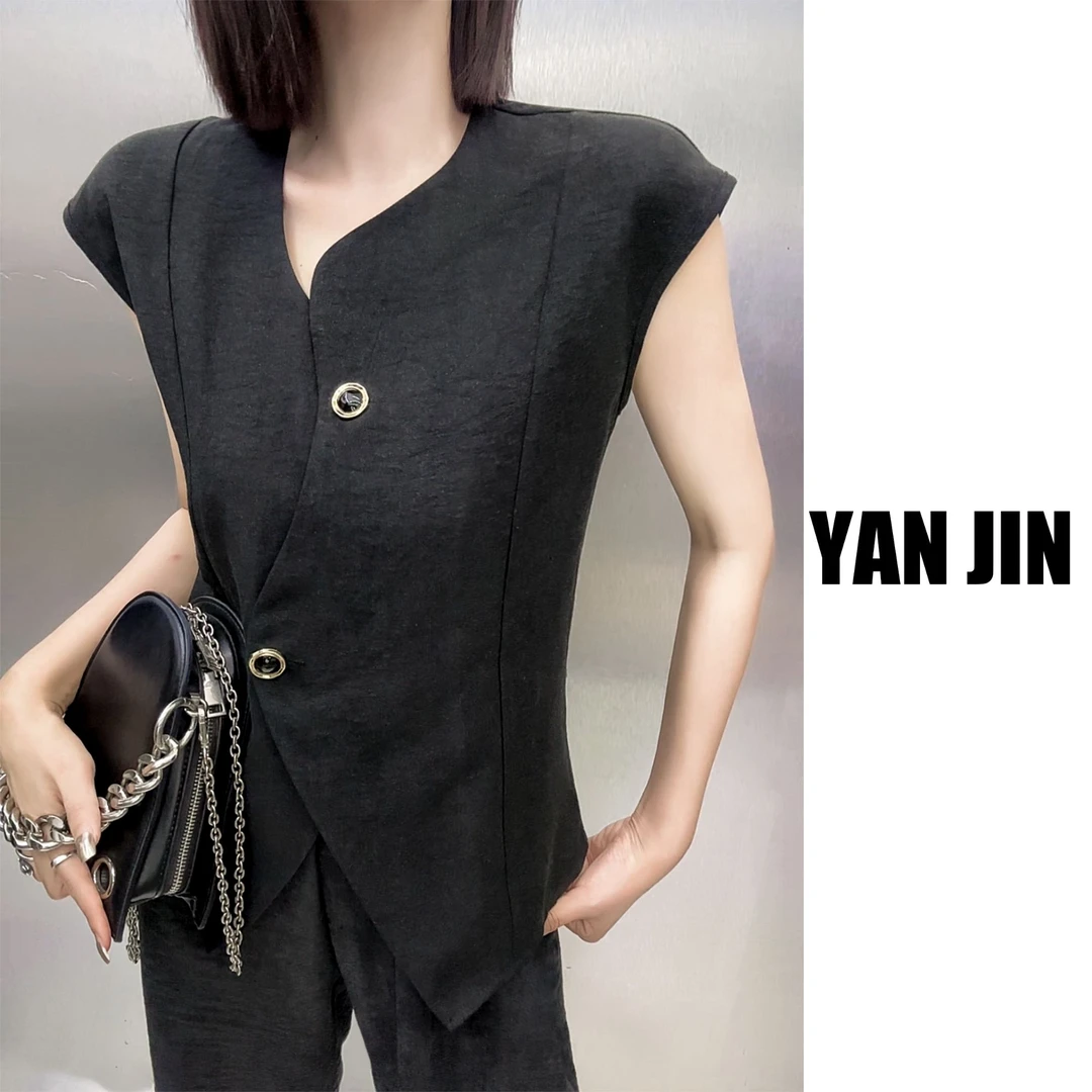 【落肩马夹套装】-显瘦气质休闲套装 拍上衣送裤子- 套装