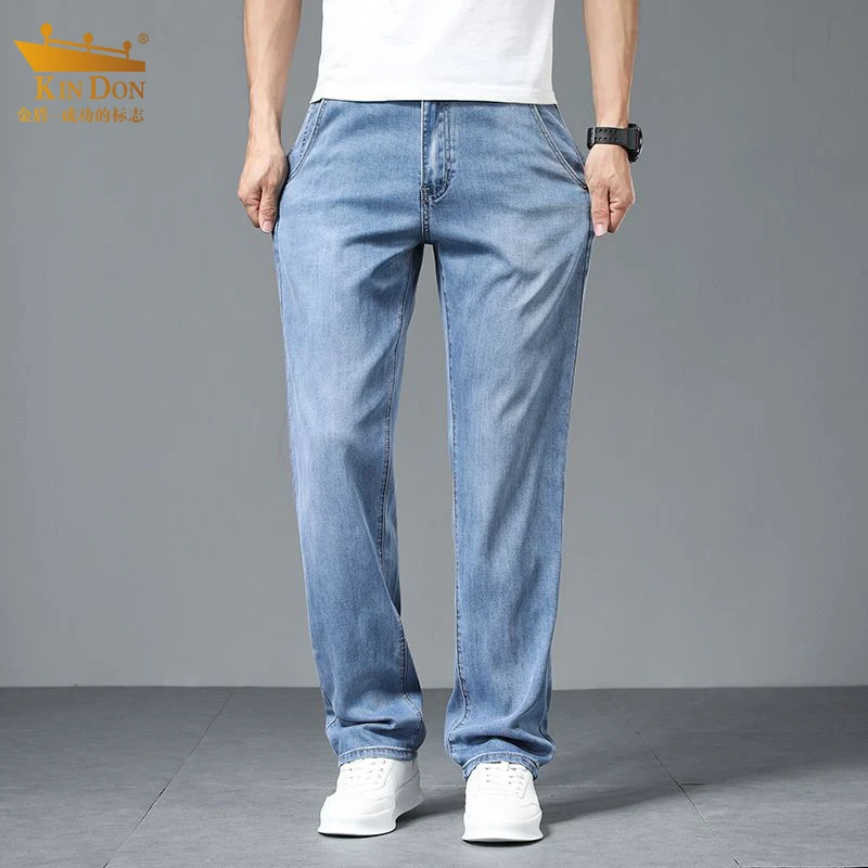 金盾新款2025高端天丝男士宽松直筒夏季薄款男冰丝超薄休闲长裤子