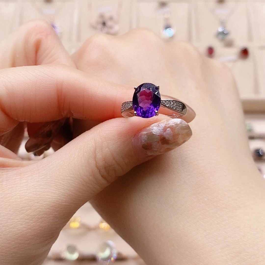 戒指银S925镶嵌水晶戒指