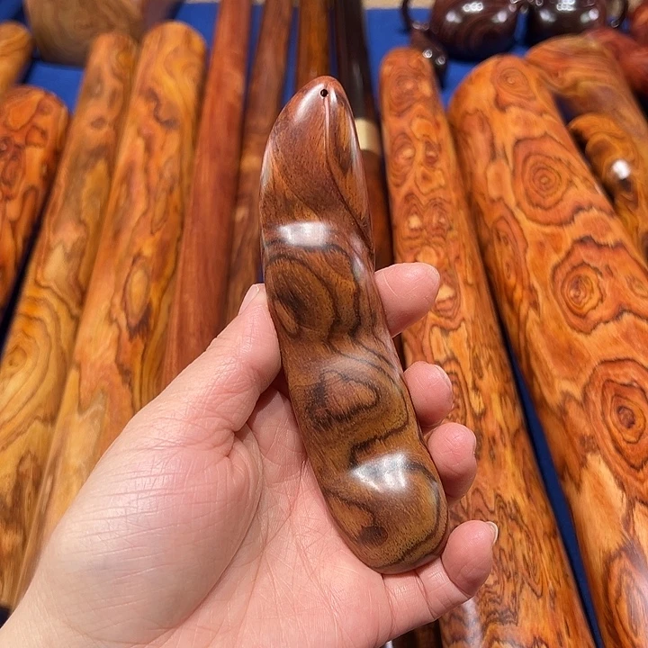木海南黄花梨四季平安豆手把玩长13厘米