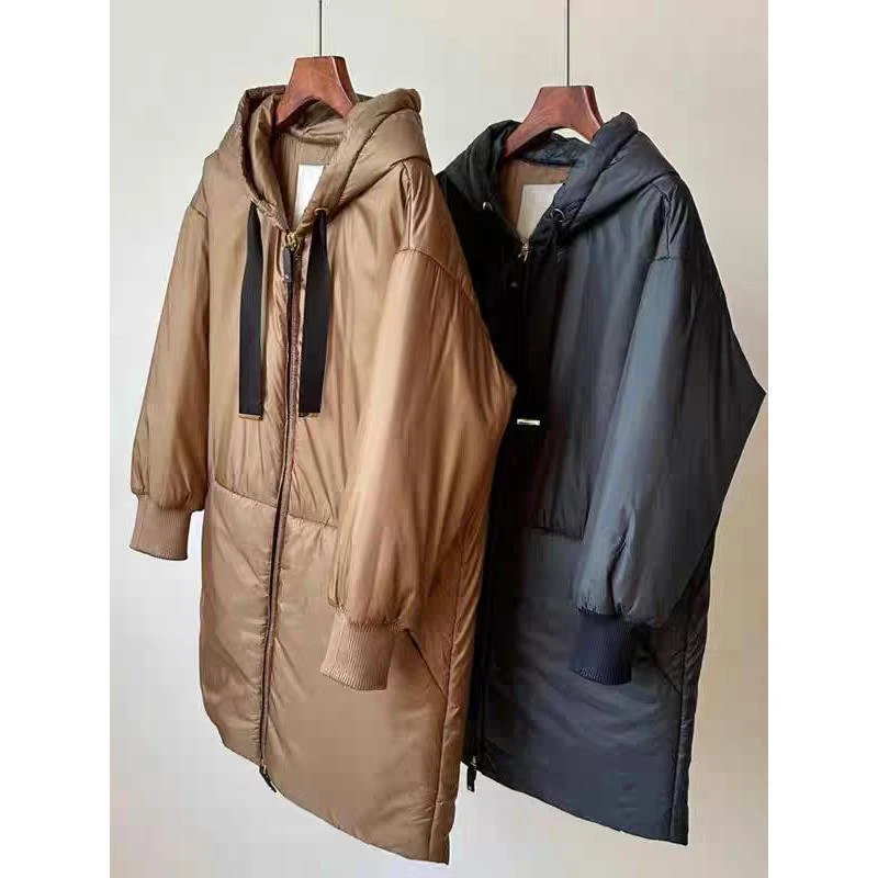 MRUIS冬季休闲加厚中长款保暖宽松大码显瘦韩版连帽绵羊毛外套女