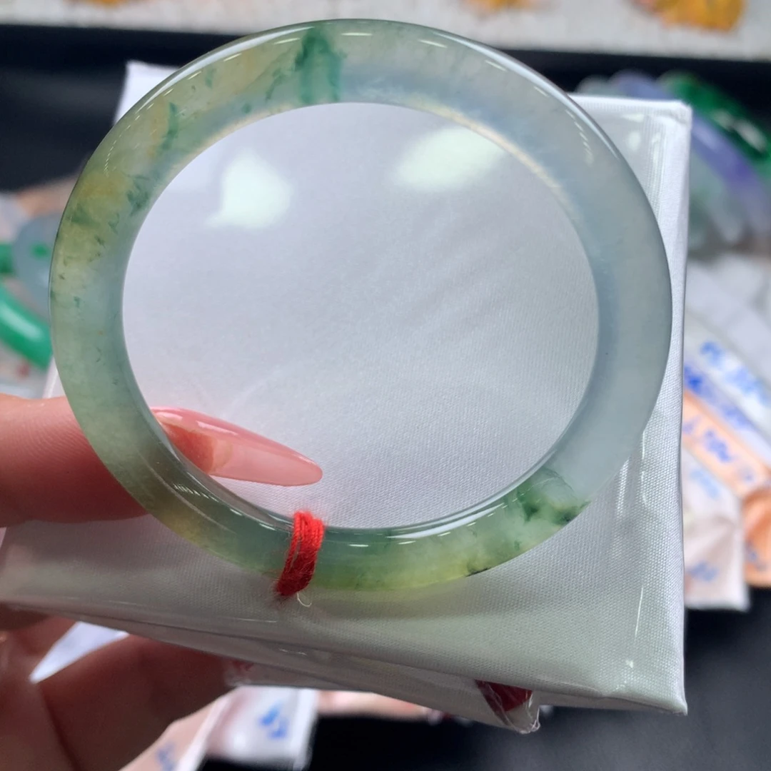 翡翠未镶嵌手镯49.8圆条