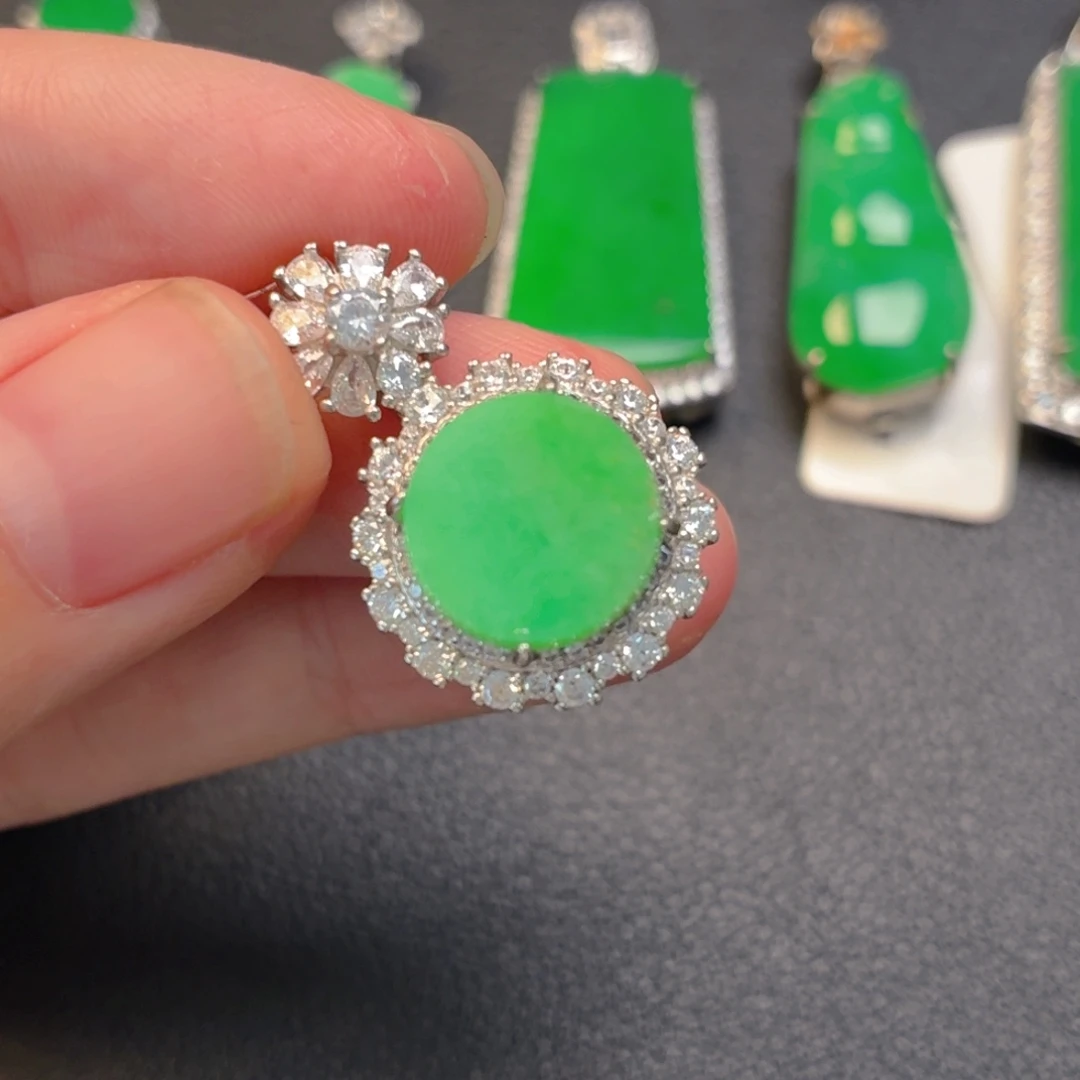 翡翠银S925镶嵌吊坠(不含链)