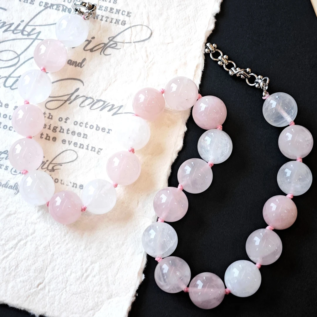 铜合金仿水晶项链 朱珠同款简约温柔粉百搭项链