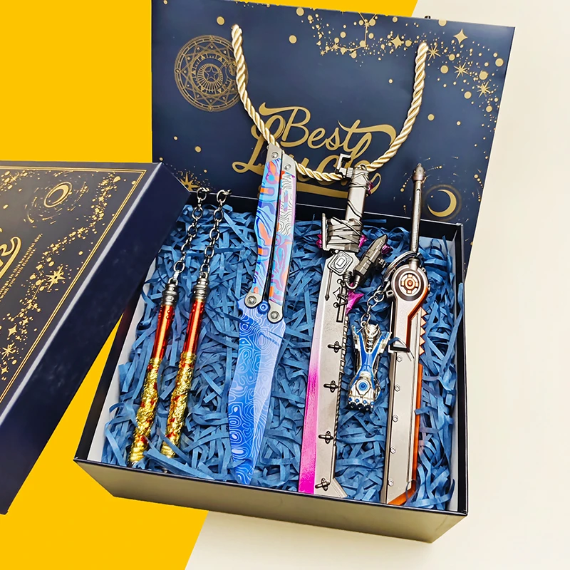 和平逃生游戏破风拳套蝴蝶火焰刀双节棍金属武器机甲大刀兵器模型