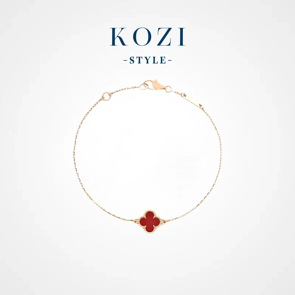 WANXI 镀K金 单花迷你四叶草手链精工版