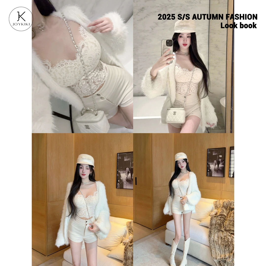 JOYKIKI金金 【维秘女神】秋季气质拼接蕾丝设计吊带上衣J25C291