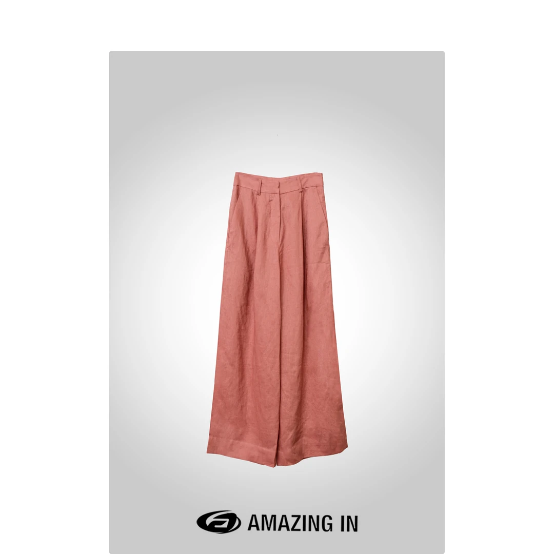 AMAZING IN “忘忧”100亚麻纯色简约阔腿休闲裤A240527-XZ-B2-1