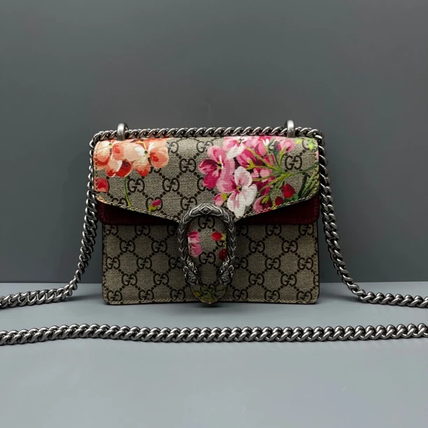 95新 GUCCI/古驰 花卉酒神小号链条包 尺寸20*15 SV17629