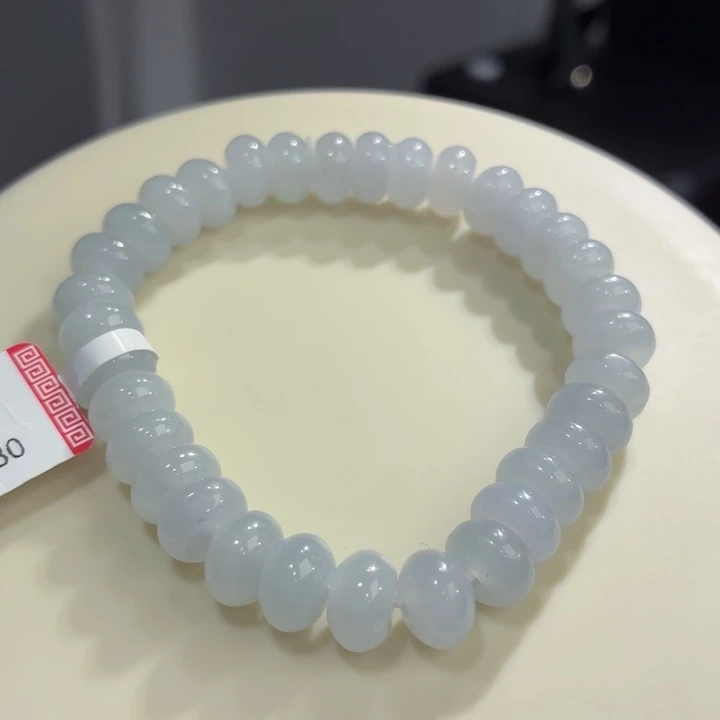未镶嵌手链翡翠冰胶蓝底鼓珠卡8.9