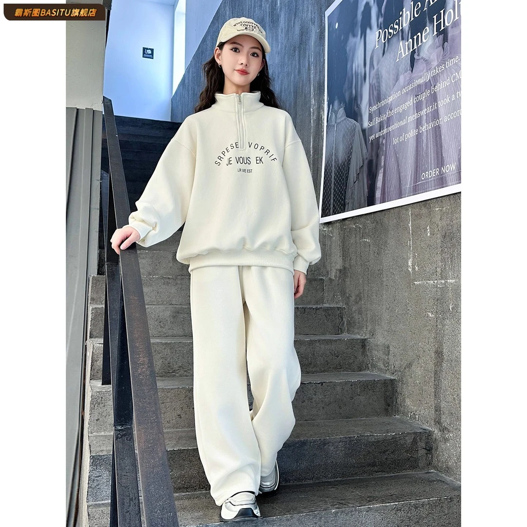 女童春秋套装2025新款儿童洋气时髦卫衣大中大童15岁童装运动套装