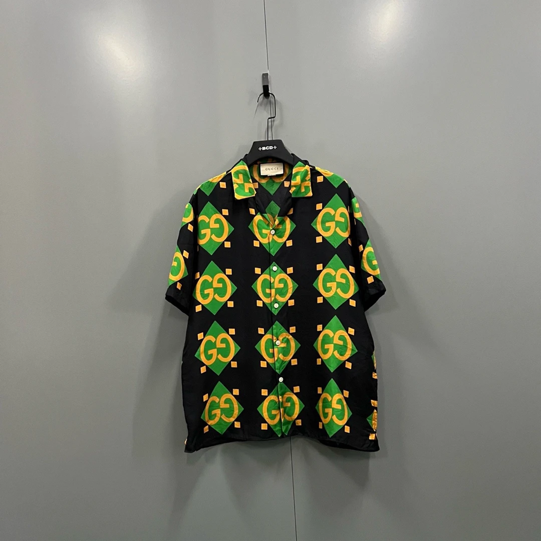 99新 GUCCI/古驰 jp907 几何印花衬衫 50码609142