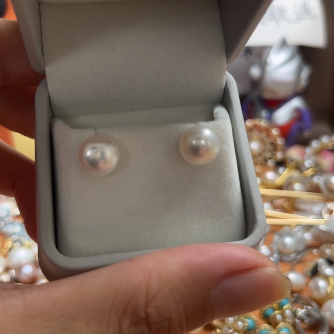 淡水珍珠银S925镶嵌颈饰耳钉