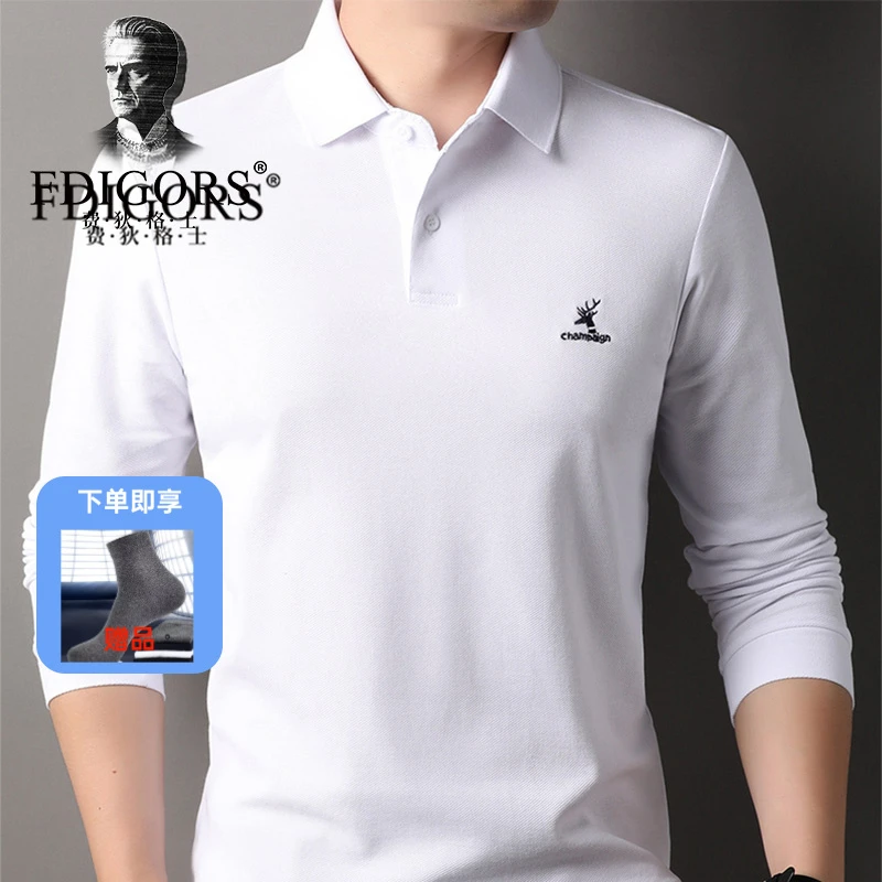 FDIGORS/费狄格士男士长袖POLO衫2025秋季新款字母印花百搭T恤衫