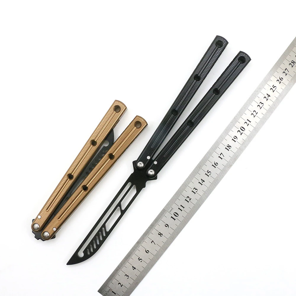 穗锋7075海妖蝴蝶刀未开刃传统有效轴套一体铝合金柄花式训练甩刀