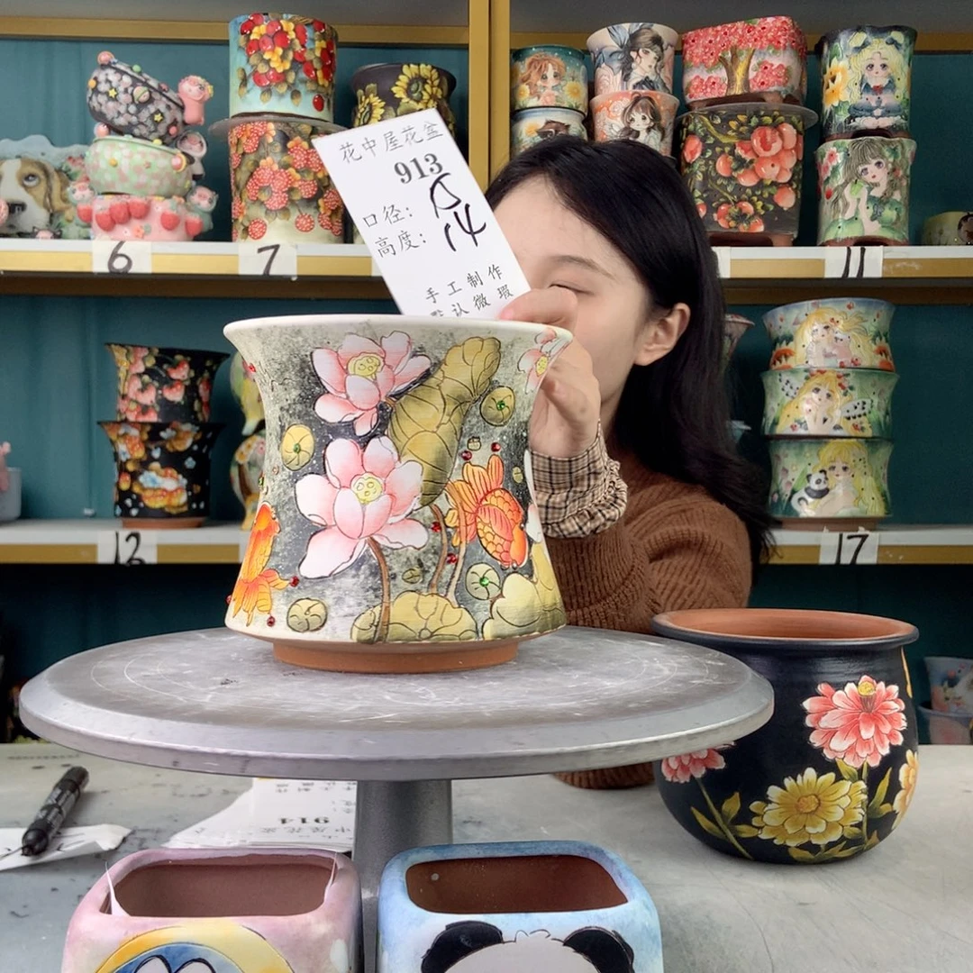 陶景德镇手工花盆913