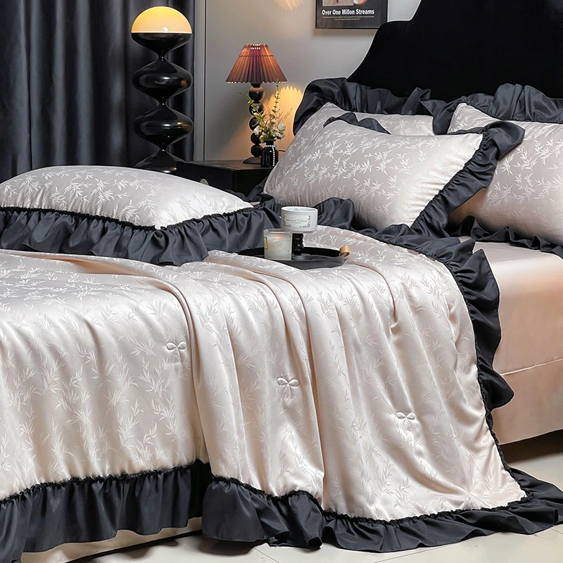 法式蝴蝶结高级感夏凉被空调被可机洗夏季款薄款被子被芯主卧家用