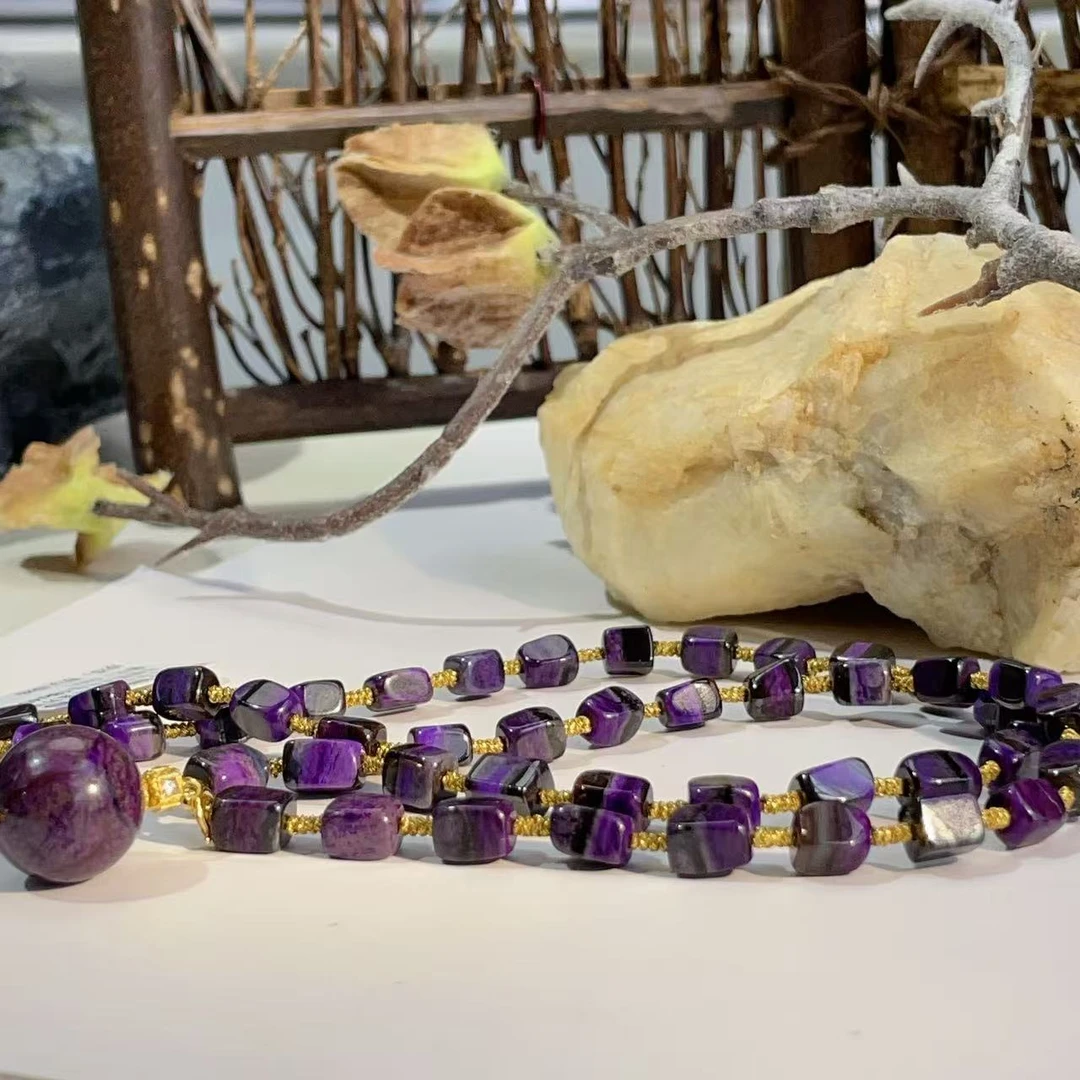 舒俱来夹层皇家紫方珠项链圆珠吊坠18k/45cm/AZB4467